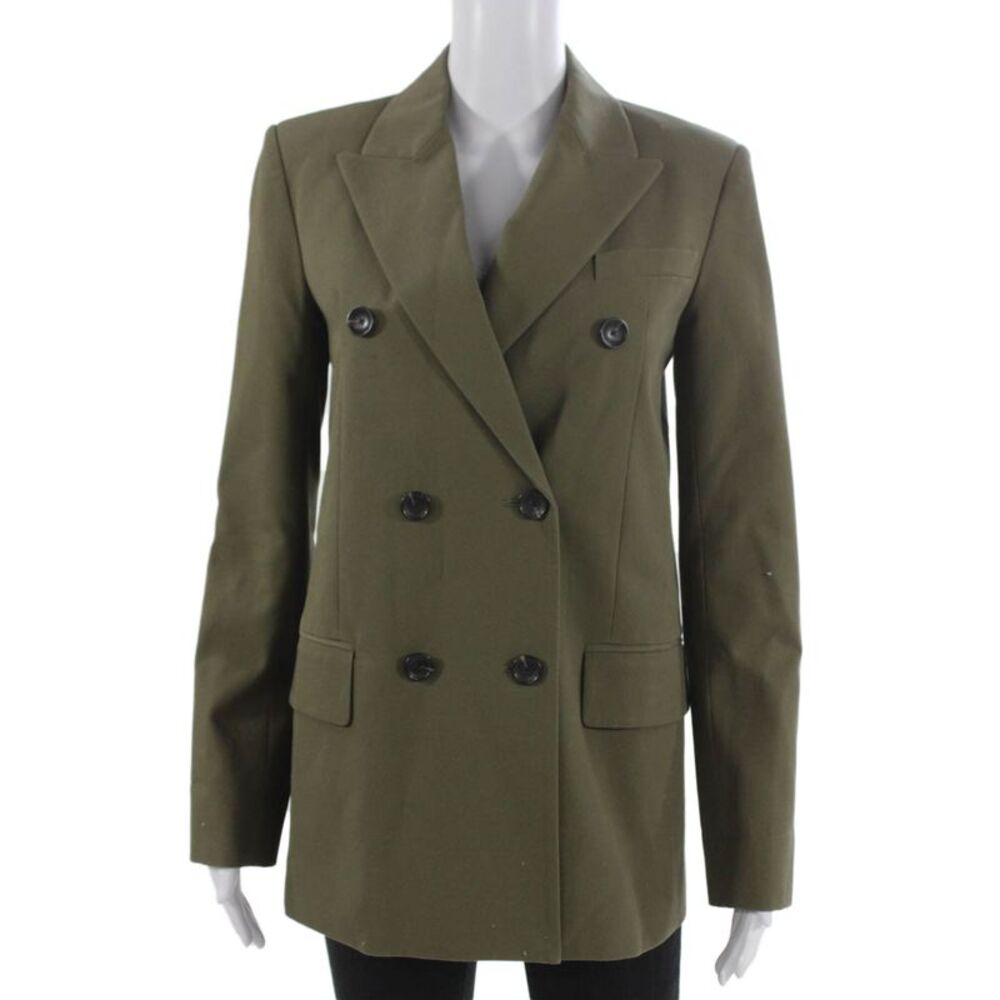 Maria McManus Womens Green Organic Cotton Long Sleeve Blazer Size 0